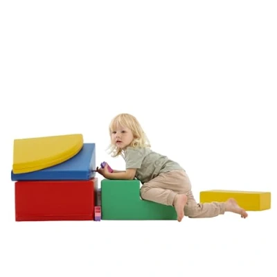 Imagen de IGLU Soft Play Corner Climber Set 6 XL Bloques de construcción Espuma Juguetes éducatifs (Vegan Leather, Multi Color)