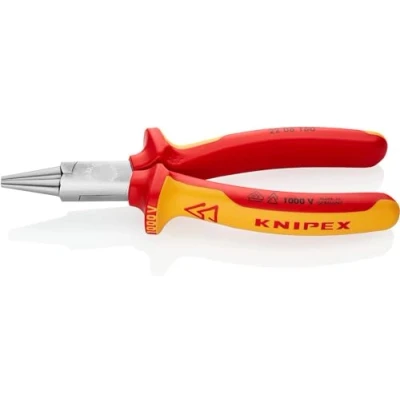 Imagen de Knipex Alicate de boca redonda cromado, aislados con fundas multicomponentes, según norma VDE 160 mm 22 06