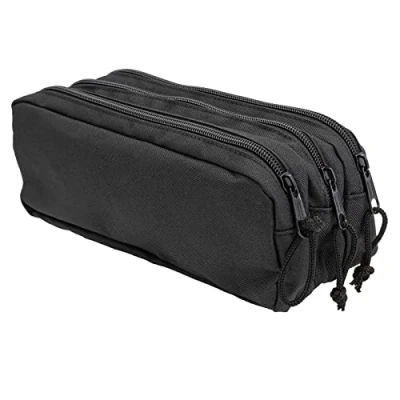 Imagen de Idena 20121 estuche con 3 compartimentos cremallera, aprox. 9 x 23 10 cm grande en negro