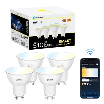 Imagen de Aigostar Bombilla Inteligente LED GU10 SL2 Bombillas Alexa 6W Wifi 2700K 6500K Regulable, Conexión rápida Compatible Con Google Home/Alexa, 4 Unidades