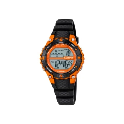 Imagen de CALYPSO Reloj Modelo K5684/7 de la colección Digital Crush, Caja 38,00/38,00 mm Naranja con Correa plástico Negro para niño