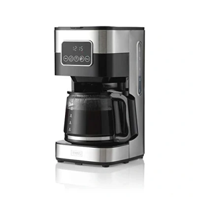 Imagen de Gastronoma Trebs 24100 Cafetera con filtro (hasta 12 tazas a 1,5 l de capacidad, programable, apagado automático, antigoteo, pantalla táctil LED, diseño acero inoxidable), color negro