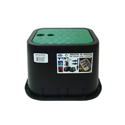 Imagen de S&amp;M 760808 Arqueta para riego enterrado 2 salidas, Color Negro/Verde