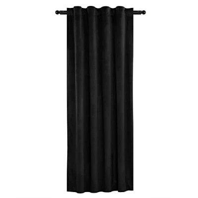 Imagen de WOLTU Cortinas Salon Opacas Aislantes 1 Pieza 140 x 245 cm Cortina Terciopelo Moderna Térmica Visillos para Habitacion Dormitorio Negro VH6070sz