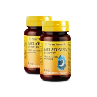 Imagen de Nature Essential Melatonina 1 mg COMPLEX 60 Comprimidos con pasiflora, amapola californiana,melisa, tila y valerian. (Pack 2 unidades)