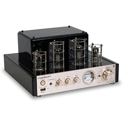 Imagen de MADISON MAD TA10BT Amplificador estéreo de válvulas diseño vintage con Bluetooth 2 x 25W Oro cepillado rosa
