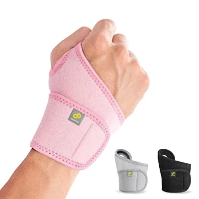 Imagen de BRACOO Muñequera de Soporte Ajustable y Ligera, Compatible con Ambas Manos, para Gimnasio, Levantamiento Pesas, Tendinitis, Túnel Carpiano, Artritis Alivio del Dolor, WS10 (Rosa)