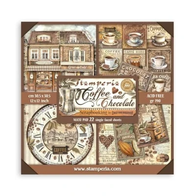 Imagen de Scrapbooking Pad 22 hojas cm 30,5 x (12 pulgadas 12&quot;) cara simple café y chocolate