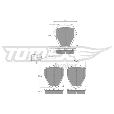 Imagen de TOMEX brakes TX 13 15 Juego de pastillas freno Eje delantero con contacto avisador desgaste AUDI: A8 D2