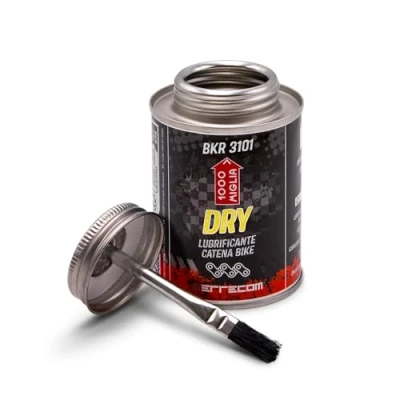 Imagen de Errecom 1000 Miglia BKR 3101 Lubricante para cadenas de bicicletas DRY 240 ml, condiciones secas y polvorientas, clima seco, tarro All In One con cepillo incluido