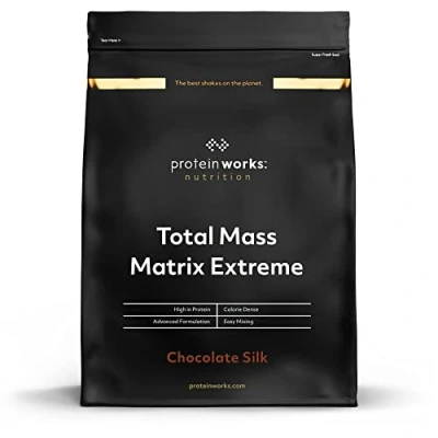 Imagen de THE Protein WORKS Total Mass Matrix Extreme Powder, Masa Muscular, Alto en Calorías para Ganar Masa, con Glutamina, Creatina y Vitaminas, Suave, Chocolate, 1.325Kg
