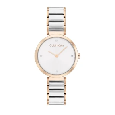 Imagen de Calvin Klein Reloj Analógico de Cuarzo para Mujer con Correa en Acero Inoxidable Dos Tonos 25200139