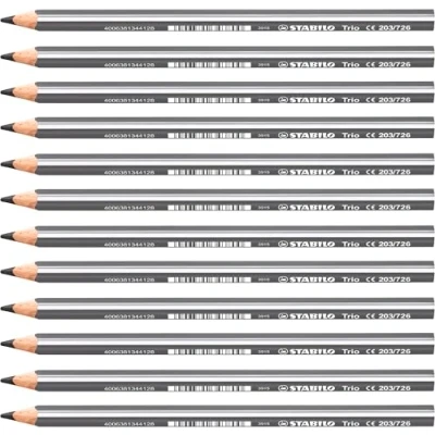 Imagen de Lápiz de Color triangular grueso STABILO Trio thick Caja con 12 unidades gris