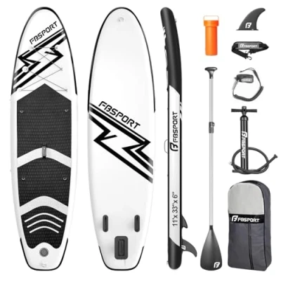 Imagen de FBSPORT Tablero Sup Inflable, Stand Up Paddle Board, Vertical Inflable para Remo de 15cm Espesor, Kit deTablero Surf con Aluminio Ajustable + Bomba(Blackwhite)
