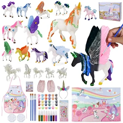 Imagen de BONNYCO Unicornios para Niñas Figuras Pintar Kit con 18 Manualidades Brillo en la Oscuridad Juguetes Niña 3 4 5 6 7 8 9 10 Años Regalos Niña, Cumpleaños, Navidad