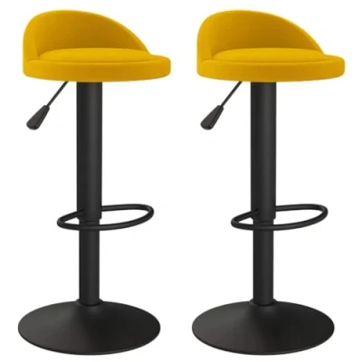 Imagen de vidaXL 2X Taburetes de Cocina Casa Bistró Pub Restaurante Mostrador Asiento Reposapiés Silla Alta Bar Moderno Ajustable Terciopelo Amarillo