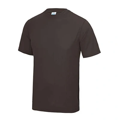 Imagen de Just Cool Camiseta lisa para Hombre, Primavera Verano, envolvente, Liso, Manga Corta, color Chocolate caliente, tamaño L