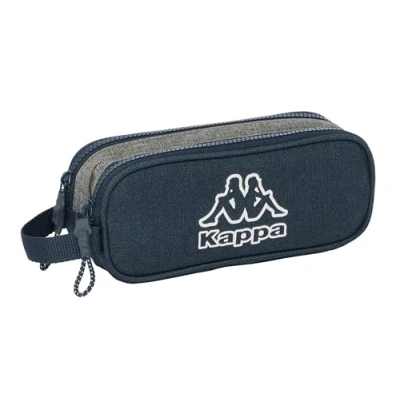 Imagen de Safta KAPPA DARK NAVY Portatodo Doble Niño, Estuche Infantil, Ideal para Niños en Edad Escolar, Cómodo y Versátil, Calidad Resistencia, 21x6x8 cm, Color Gris/Azul Marino Melange