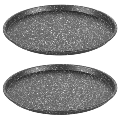 Imagen de Salter COMBO 8103 Set of 2 Megastone Palladium Collection Pizza Pan, Carbon Steel Round Baking Tray, Non Stick Coating, Easy Clean, Oven Safe, PFOA Free, 29 cm, Black, Aluminium, Piece