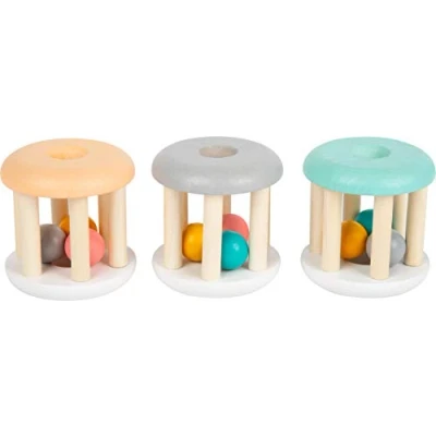 Imagen de Small Foot 11712 Baby Rattle Pastel, sonajero de Madera en un Set 3 para bebés Toys, Multicolor,