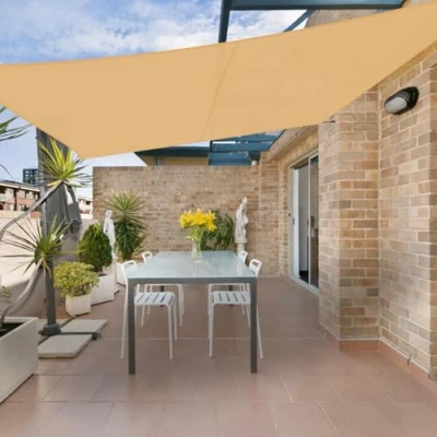Imagen de HENG FENG Toldo Vela de Sombra Impermeable Rectangular 4x5m Poliéster Protección Rayos UV Resistente para Terraza Patio Exterior Jardín Color Arena