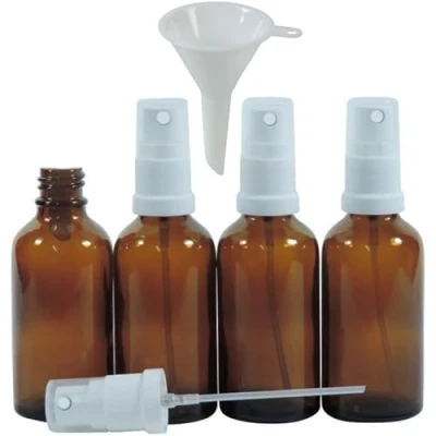 Imagen de Viva Haushaltswaren 4 Spray Botellas Farmacia (50 ml, vaporizador en marrón Cristal Incluye Embudo, # 39106#