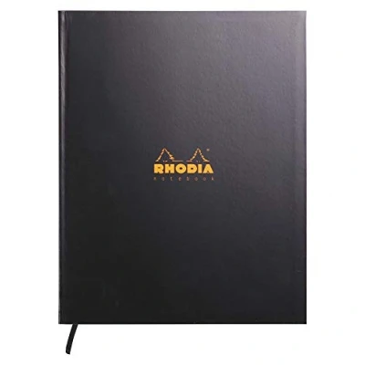 Imagen de RHODIA 190401C Cahier Semi Rigide Noir A4+ Petits Carreaux 160 pages Détachables Papier Clairefontaine Blanc 90g Ruban Marque Page Rhodiactive