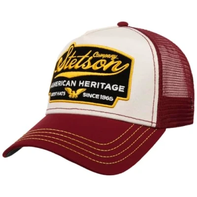 Imagen de Stetson Gorra American Heritage Trucker Small Niño/Hombre de Malla béisbol Snapback Cap Snapback, con Visera otoño/Invierno Primavera/Verano Talla única Burdeos