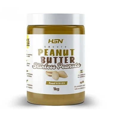 Imagen de Crema de Cacahuetes Pelados HSN 1 KG Mantequilla tostados Textura Suave y Cremosa 100% Cacahuete Natural, 0% Aditivos Sin grasa palma ni sal, azúcares añadidos