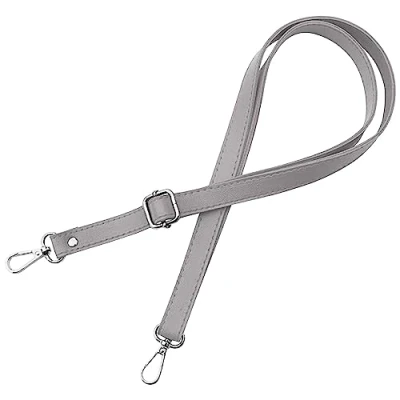 Imagen de correa para el hombro mujer, bolso de mano, color gris, partes metálicas plateadas, longitud ajustable 70 128 cm, ancho 1,8