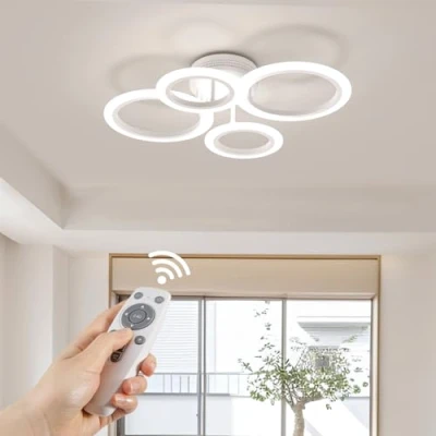 Imagen de RUYI Lampara Techo 48W, Plafon LED con Infinito Ajuste de Temperatura Color 2800 7000K y Control Remoto, Ideal para Techo, Dormitorio, Cocina Comedor