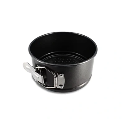Imagen de MENASTYL Molde con bisagra de 14 cm 6020757, ideal para tartas redondas fácil desmoldeo fondo extraíble desmontable acero al carbono antiadherente negro