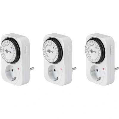 Imagen de Goobay 64894 Temporizador analógico para Interiores, Temporizador, 15 Minutos Ajustable, Control LED, Funcionamiento Continuo, Juego de 3, pequeño