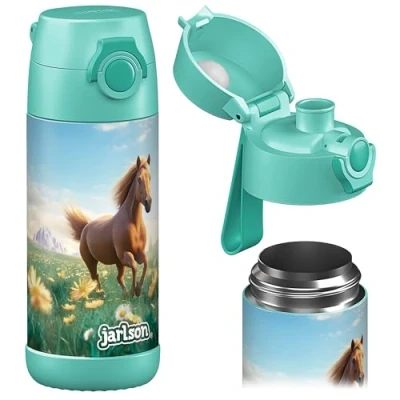 Imagen de Jarlson® botella de agua para niños MALI térmica acero inoxidable, sin BPA, a prueba fugas, infantil 350ml