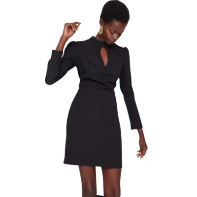 Imagen de Trendyol Vestido Tejido de Cuello Alto Ajustado Regular para Mujer, Negro, 38