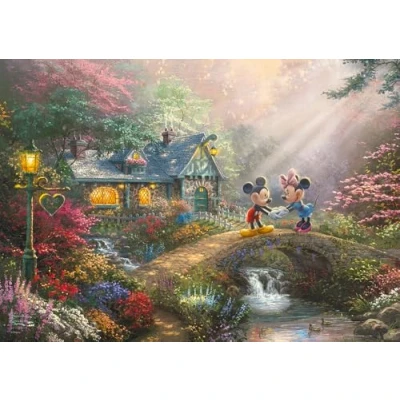 Imagen de Schmidt Spiele 59928 Thomas Kinkade, Disney, Mickey y Minnie en Hawái, rompecabezas de 500 piezas una lata nostalgia, colorido