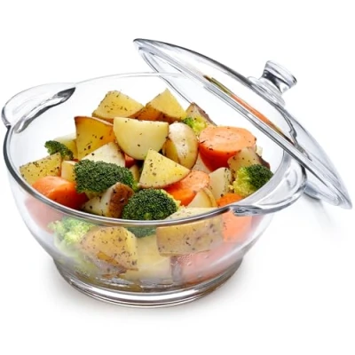 Imagen de NUTRIUPS cacerola ovalada de vidrio borosilicato para horno, con tapa, 2,5 l