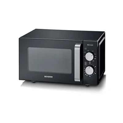Imagen de SEVERIN microondas 2 en 1, con grill y base de cerámica para descongelar calentar, digital grande platos cuadrados, negro/acero inoxidable, MW 7762