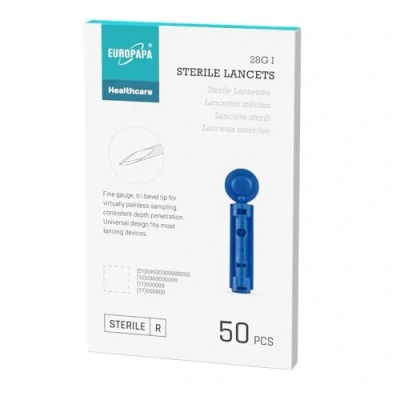 Imagen de EUROPAPA® Lancetas, Lancetas Desechables EstÉRiles, Para Sangre, De Seguridad DiabÉTicos, 100 Piezas, Medidor Glucosa En Sangre Serie EUROPAPA BG Aplicable