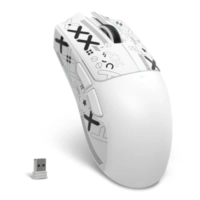 Imagen de MAMBASNAKE X ATTACK SHARK X11SE Ratón inalámbrico para juegos,22000 DPI,sensor PixArt PAW3311,BT/2,4G/cable,peso ligero de 59g con cinta,clics 2000W,aceleración 40G,larga batería,para Win/Mac Blanco