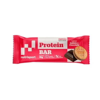 Imagen de NUTRISPORT Barrita Protéica Complemento Alimenticio Alto Contenido en Proteínas Suplemento para Deportistas Sabor Galleta &amp; Chocolate 24 unidades