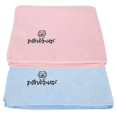 Imagen de PAWPUP Juego de 2 toallas microfibra superabsorbentes para perros, gatos y otras mascotas, 100 x 60 cm, color amarillo verde