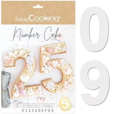 Imagen de Scrap Cooking Kit Moldes Number Cake Números 0 a 9 Altura 28 cm/11 pulgadas Plantillas Accesorios Pastelería Pasteles en Forma de Postre Cumpleaños Con Recetas 3927