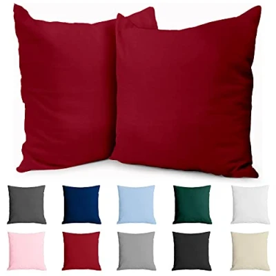 Imagen de Dreamzie Funda de Almohada 80x80 Algodón Reforzado (Pack 2) Burdeos Tela Apretada 57 Hilos/cm² 80 x Certificación Oeko Tex
