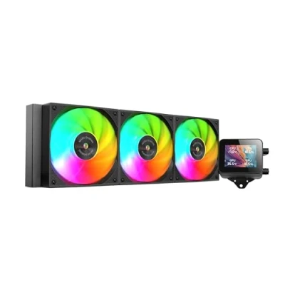 Imagen de MARSGAMING ML VISION360, Refrigeración Líquida AIO, TDP 600W, 3X Ventiladores ARGB con Núcleo de Cobre y Aluminio FDB, Pantalla LCD IPS 4:3 Rotación 360 Software, Multisocket Universal, Negro