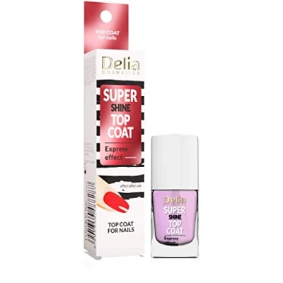Imagen de Delia Cosmetics Super Shine Top Coat uñas brillantes y suaves Placa de fortalecedora protectora Aceite bayas acai Secado rápido 11 ml