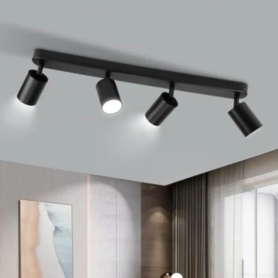 Imagen de CANMEIJIA 4 Focos Lampara Techo Plafon LED Gu10 Interior Rotación de 350 Ajustable Lamparas Dormitorio Adecuado para Pasillo Salón Ferroso (Sin Bombilla)