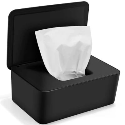 Imagen de Caja para Toallitas Húmedas, Dispensador de Bebé, Almacenamiento con Tapa, Pañuelos Húmedos Bebe Hogar y Oficina, Negro