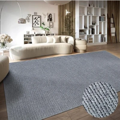 Imagen de Villeroy &amp; Boch Francois Alfombra de Lana Natural para salón, Tejida a Mano y respetuosa con el Medio Ambiente, Dormitorio, Comedor, Pasillo, Cocina, Color Plata, 120 x 170 cm