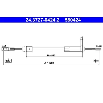 Imagen de ATE 24.3727 0424.2 Cable de Freno Mano 1058